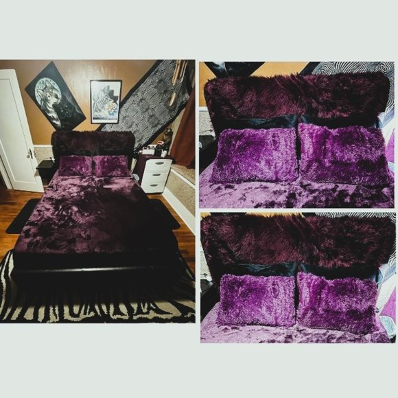2 Pack Set of Fluffy Faux Fur Shaggy Plush Pillow Cases - Picture 2 of 5
